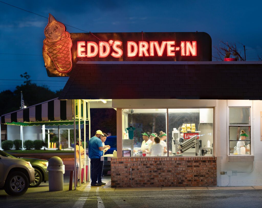 COLORED WINDOW AT EDD’S DRIVE-IN;